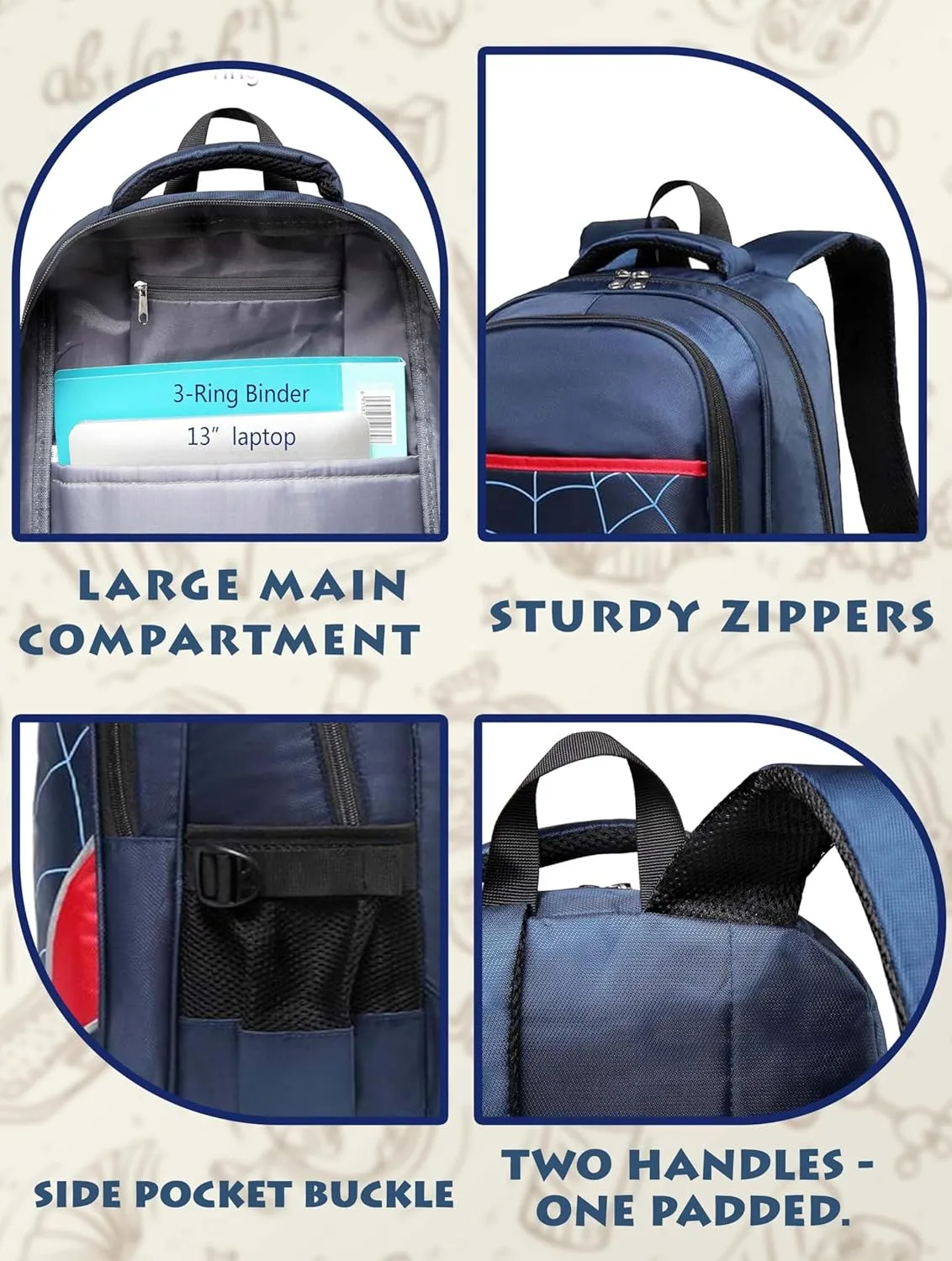 BLUEFAIRY Kids Backpack for Boys Elementary School Bags Kindergarten Primary School Bags Bookbags Back to School Book Bags Gifts Large Campartments Mochilas para Nios 17" Royal Blue