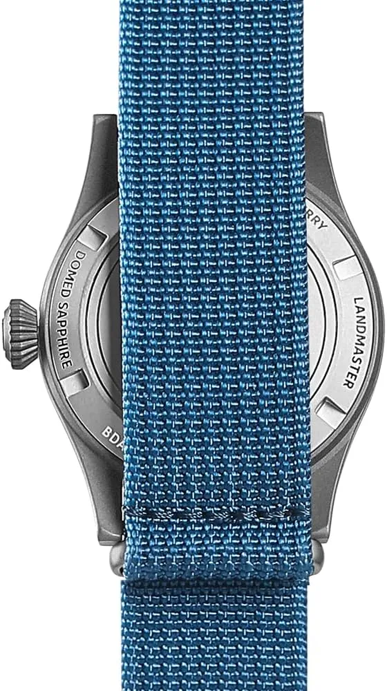 BODERRY Men's Watch Titanium Automatic Field Watch 38mm Military Watch Day Date Function 100M Waterproof with Nylon Strap Japanese NH35 Mechanical Movement & Screw Down CrownLANDMASTER