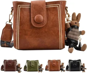 Bootara Bucket Bag, Bootara Women's Vintage Bunny Charm Bucket Bag  Convertible Shoulder Crossbody, Spacious Travel Tote
