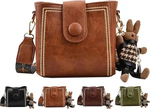 Bootara Bucket Bag, Bootara Women's Vintage Bunny Charm Bucket Bag, Spacious Travel Tote, with Cute Rabbit Pendant