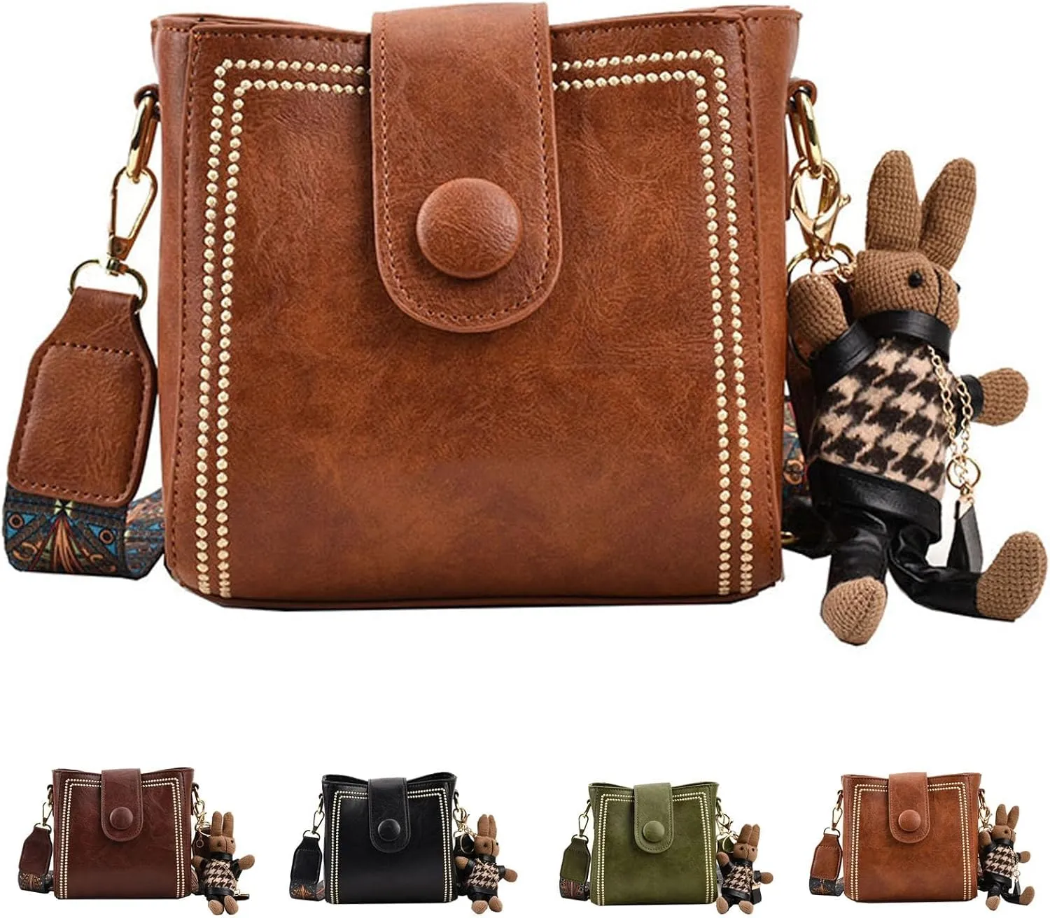 Bootara Bucket Bag, Vintage Crossbody Bag With Adjustable Wider Shoulder Strap, Spacious Travel Tote