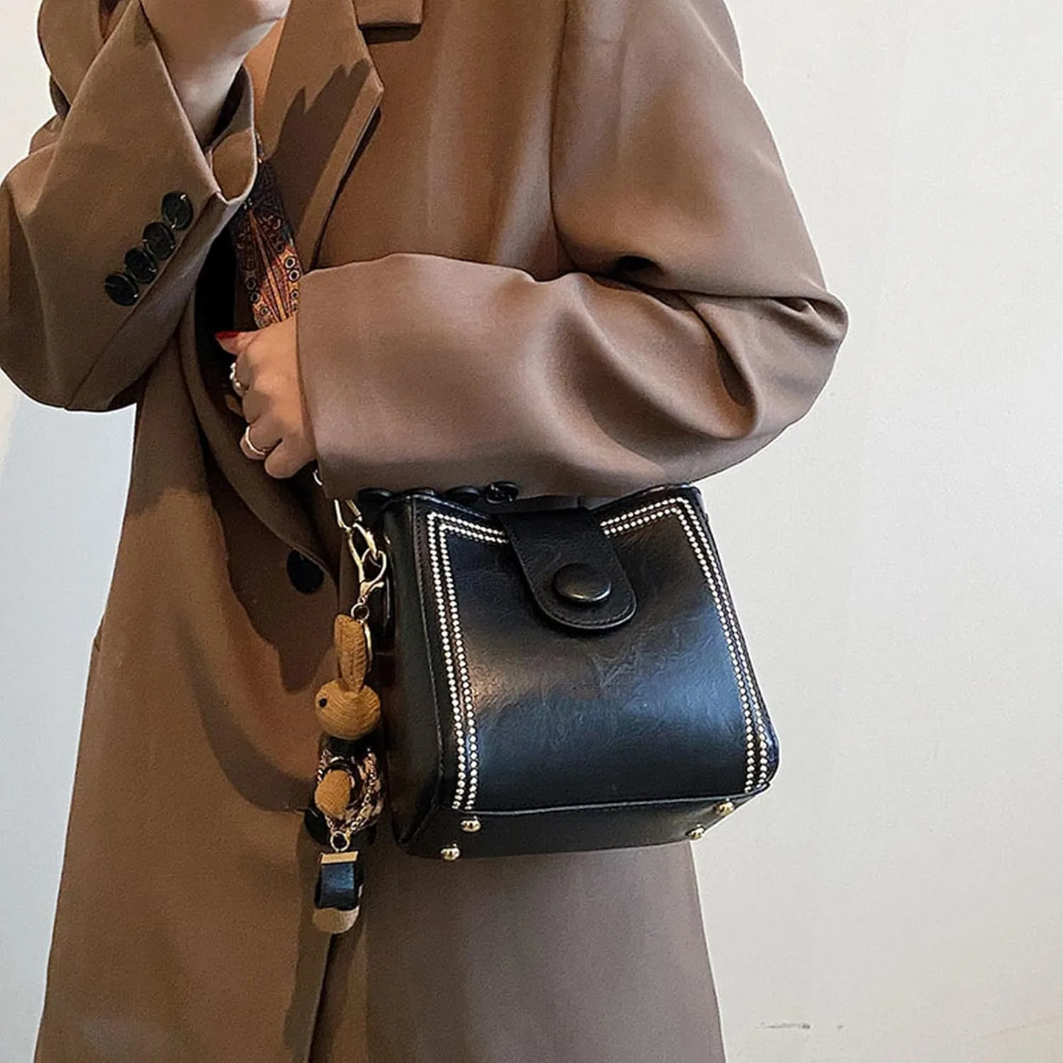 Bootara Bucket Bag, Vintage Crossbody Bag With Adjustable Wider Shoulder Strap, Spacious Travel Tote
