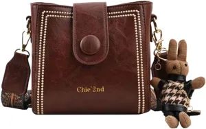 Bootara Bucket Bag, Women's Vintage Bunny Charm Bucket Bag  Convertible Shoulder Crossbody, Spacious Travel Tote