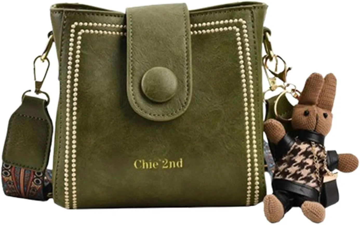 Bootara Bucket Bag, Women's Vintage Bunny Charm Bucket Bag  Convertible Shoulder Crossbody, Spacious Travel Tote