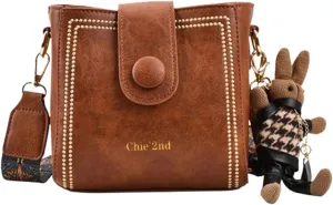 Bootara Bucket Bag, Women's Vintage Bunny Charm Bucket Bag  Convertible Shoulder Crossbody, Spacious Travel Tote