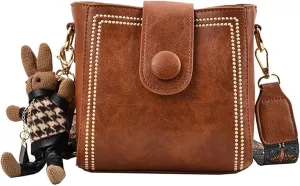 Bootara Bucket Bag, Women's Vintage Bunny Charm Bucket Bag, With Adjustable Wider Shoulder Strap, Spacious Travel Tote