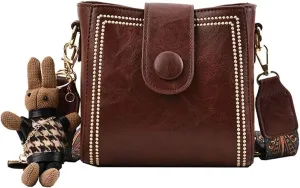 Bootara Bucket Bag, Women's Vintage Bunny Charm Bucket Bag, With Adjustable Wider Shoulder Strap, Spacious Travel Tote