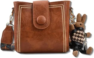 Bootara Bucket Bag, Women's Vintage Bunny Charm Convertible Shoulder Crossbody, Spacious Travel Tote