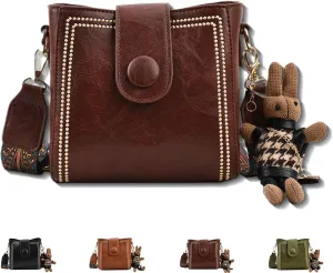 Bootara Bucket Bag, Women's Vintage Bunny Charm Convertible Shoulder Crossbody, Spacious Travel Tote