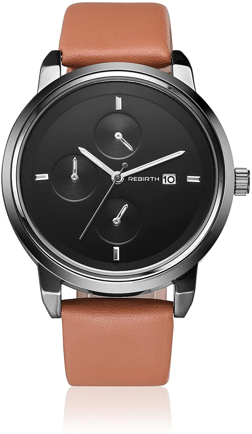 Bosymart Men's Quartz Analog Leather Strap Watch with Date Feature