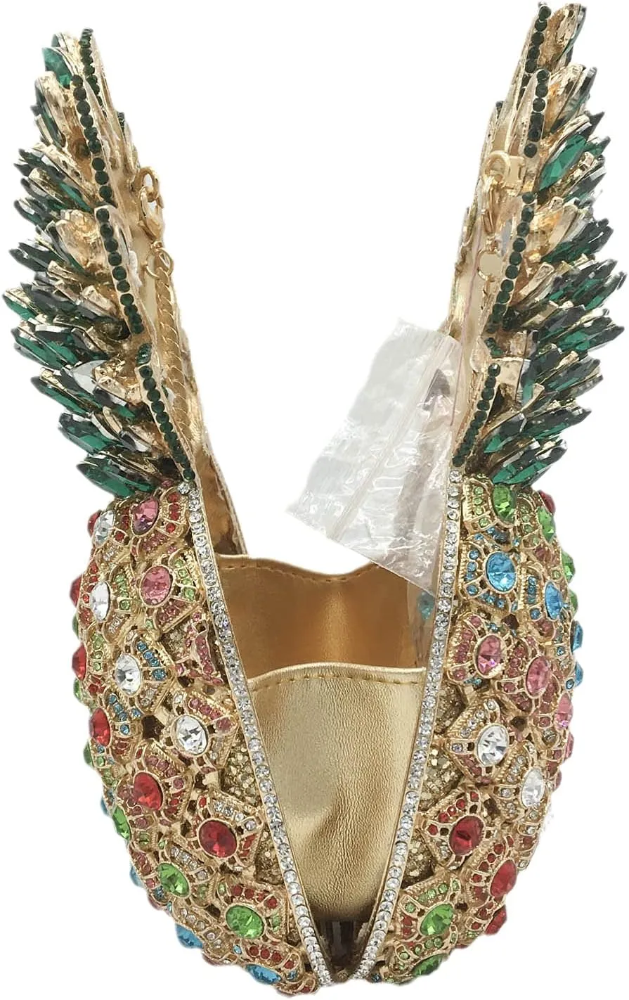 Boutique De FGG Pineapple Crystal Evening Bags and Clutches for Women Formal Dinner Purses Party Rhinestones Handbags