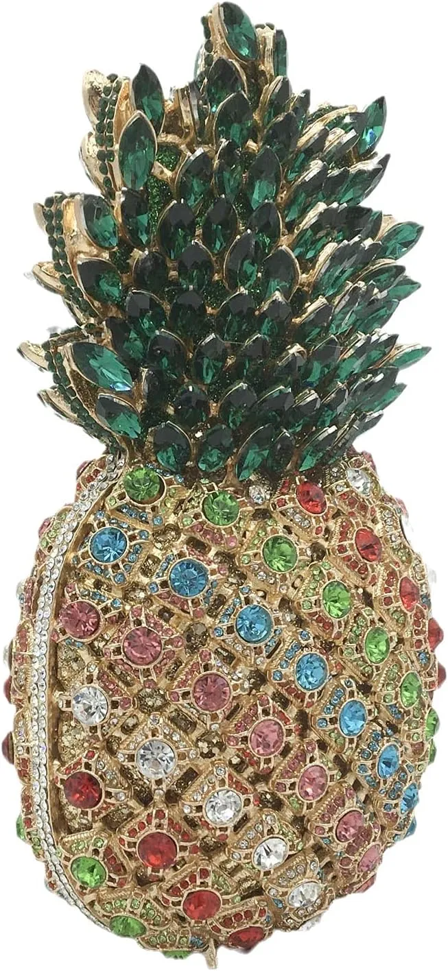 Boutique De FGG Pineapple Crystal Evening Bags and Clutches for Women Formal Dinner Purses Party Rhinestones Handbags