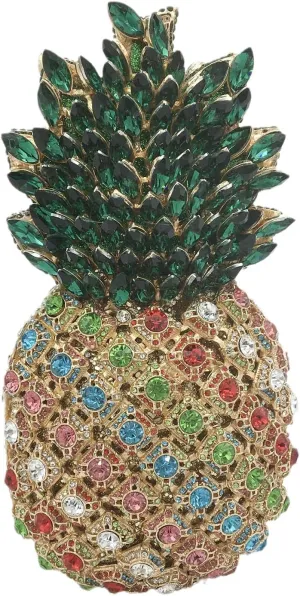Boutique De FGG Pineapple Crystal Evening Bags and Clutches for Women Formal Dinner Purses Party Rhinestones Handbags