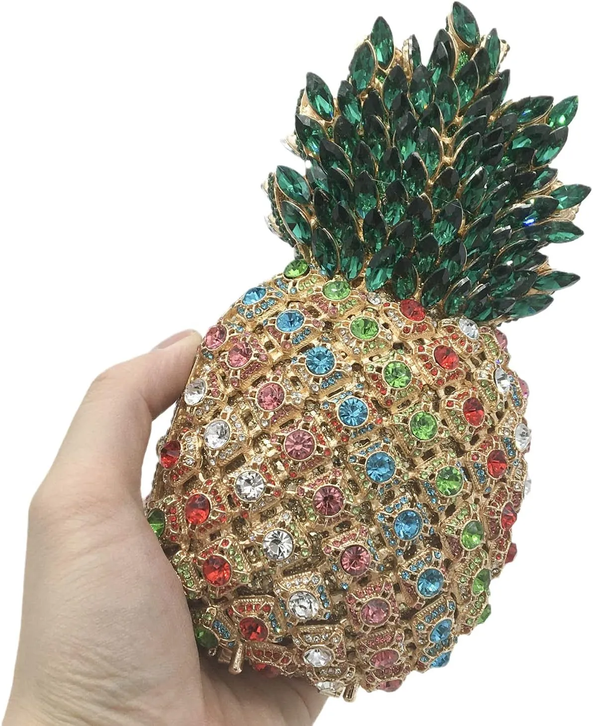 Boutique De FGG Pineapple Crystal Evening Bags and Clutches for Women Formal Dinner Purses Party Rhinestones Handbags