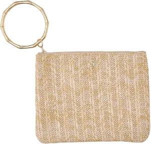 Bracelet Pouch  Clutch Bag with Bamboo Bangle Zip, Stylish Wristlet for Women, Lightweight & Spacious Accessory