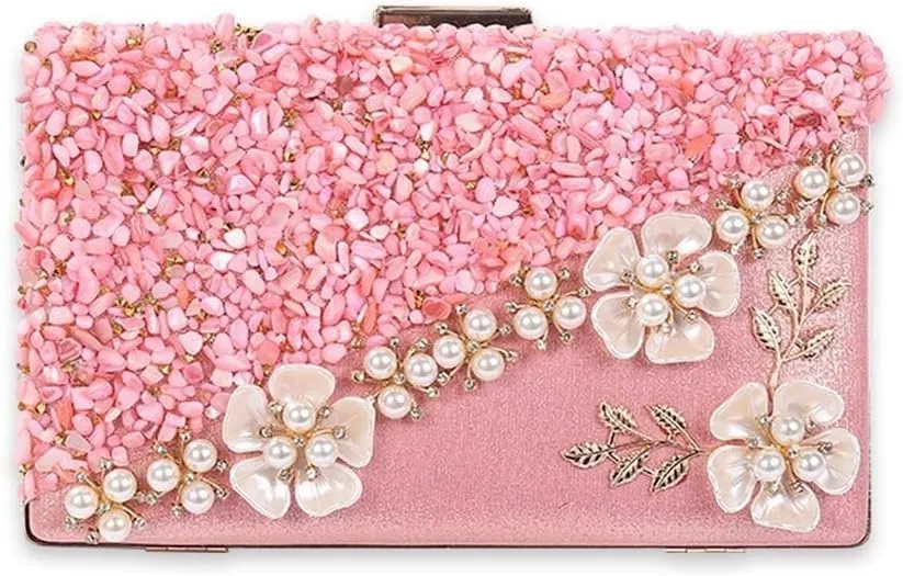 Bridal Wedding Purse Elegant Crossbody Women Evening Rhinestone Clutch Sparkly Crystal Handbag Pearl Beaded Shoulder