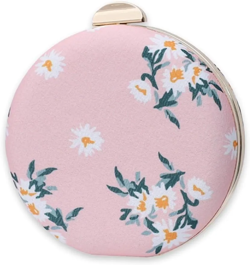 Bridal Wedding Purse Elegant Shoulder Vintage Handbag Ladies Crossbody Round Clutch Purses for Women Flower Evening