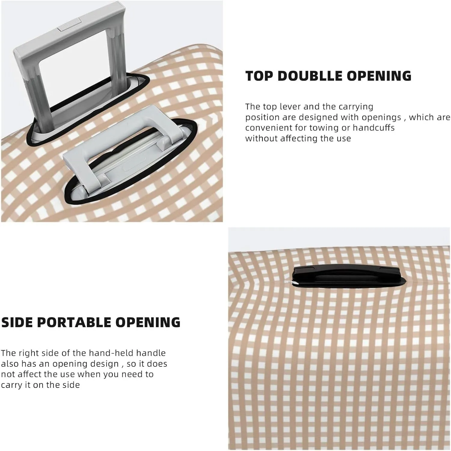 Brown Gingham Luggage Cover,Washable Suitcase Covers Fashion Luggage Covers,Anti-Scratch Suitcase Protector Cover