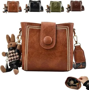 Bucket Bag, Women's Vintage Bunny Charm Bucket Bag, Adjustable Wider Shoulder Strap, Spacious Travel Tote