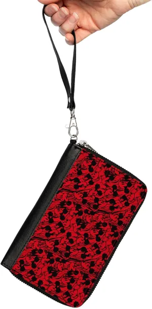 Buckle-Down Disney Mickey Mouse Designer Women Wallet- Aesthetic, Zip Around, Spacious Wristlet Clutch for Women