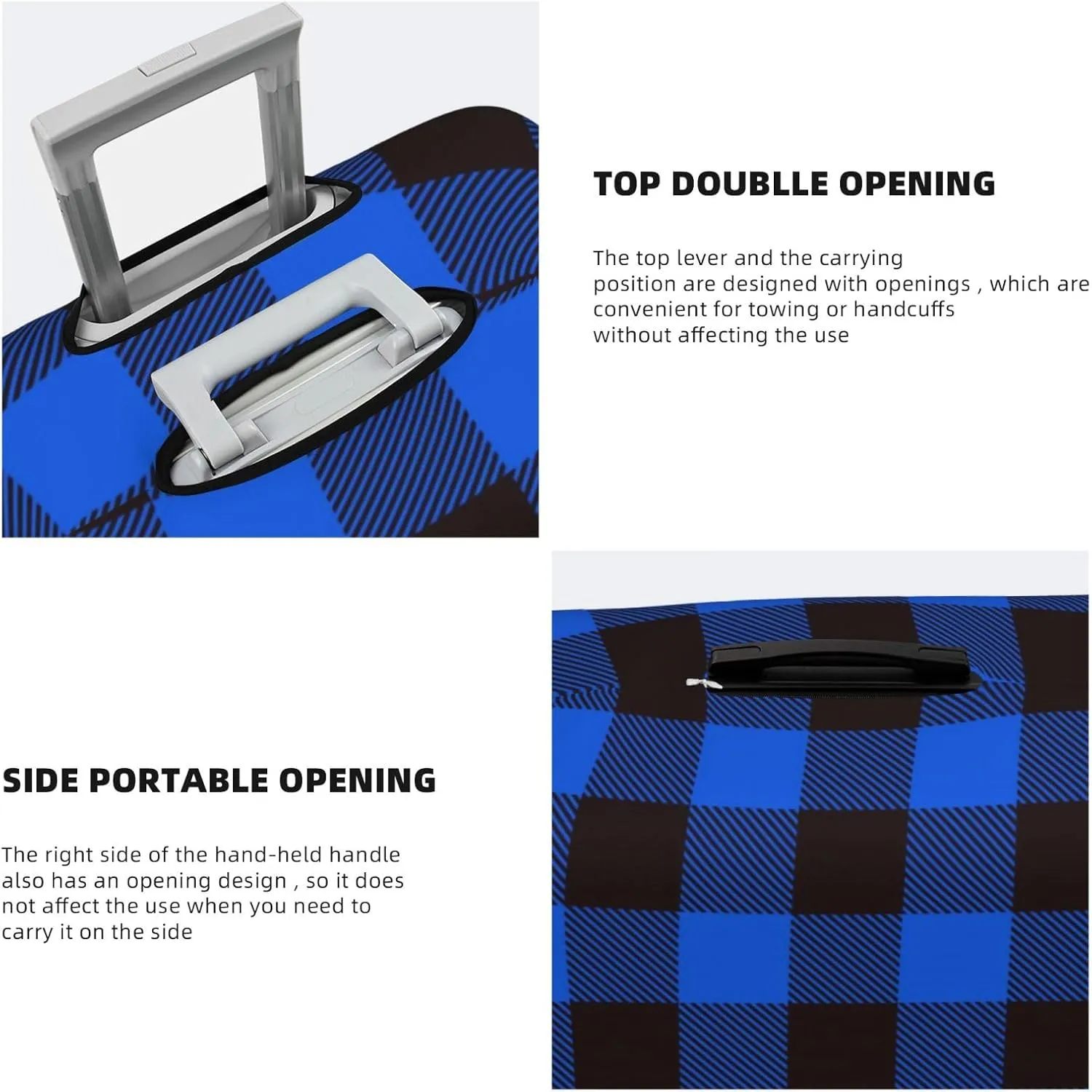 Buffalo Plaid Blue Black Luggage Cover,Washable Suitcase Covers Fashion Luggage Covers,Anti-Scratch Suitcase Protector Cover