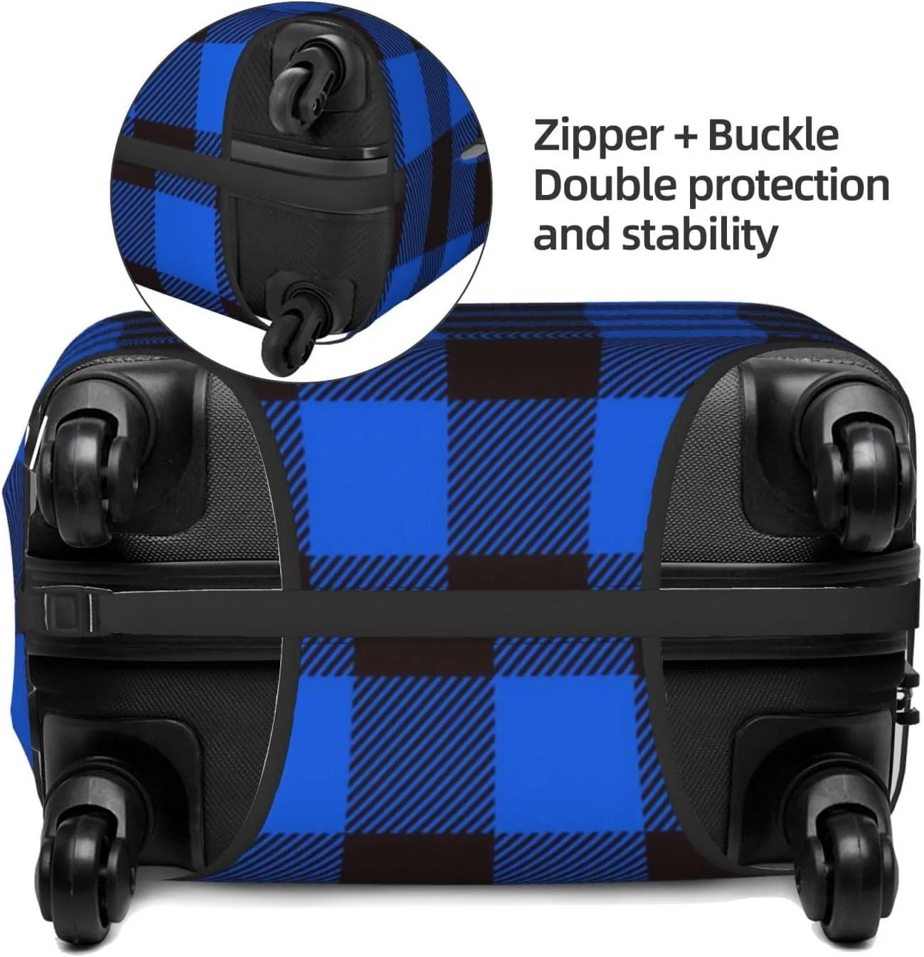 Buffalo Plaid Blue Black Luggage Cover,Washable Suitcase Covers Fashion Luggage Covers,Anti-Scratch Suitcase Protector Cover