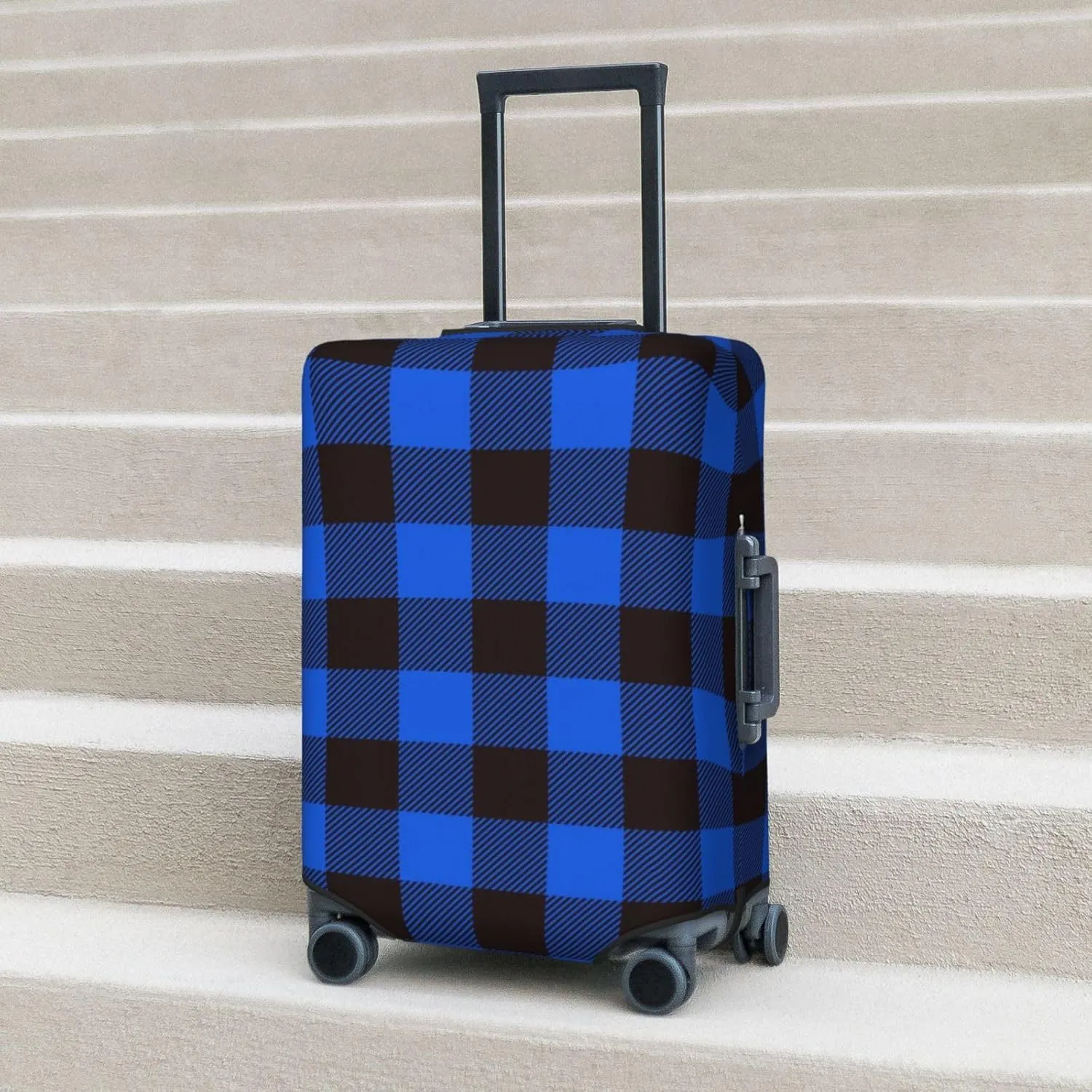 Buffalo Plaid Blue Black Luggage Cover,Washable Suitcase Covers Fashion Luggage Covers,Anti-Scratch Suitcase Protector Cover