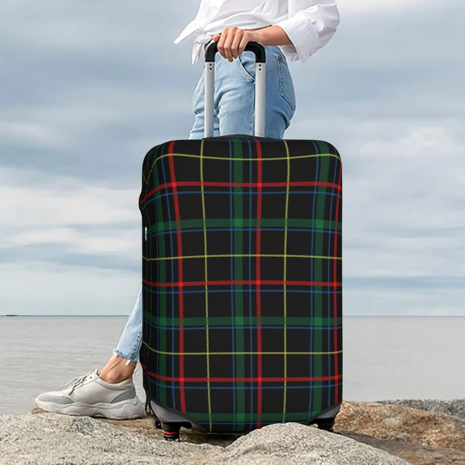 Buffalo Plaid Dark Green Luggage Cover,Washable Suitcase Covers Fashion Luggage Covers,Anti-Scratch Suitcase Protector Cover