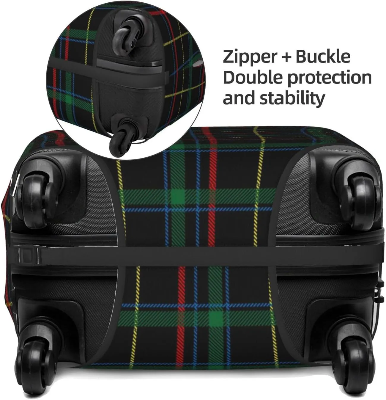 Buffalo Plaid Dark Green Luggage Cover,Washable Suitcase Covers Fashion Luggage Covers,Anti-Scratch Suitcase Protector Cover