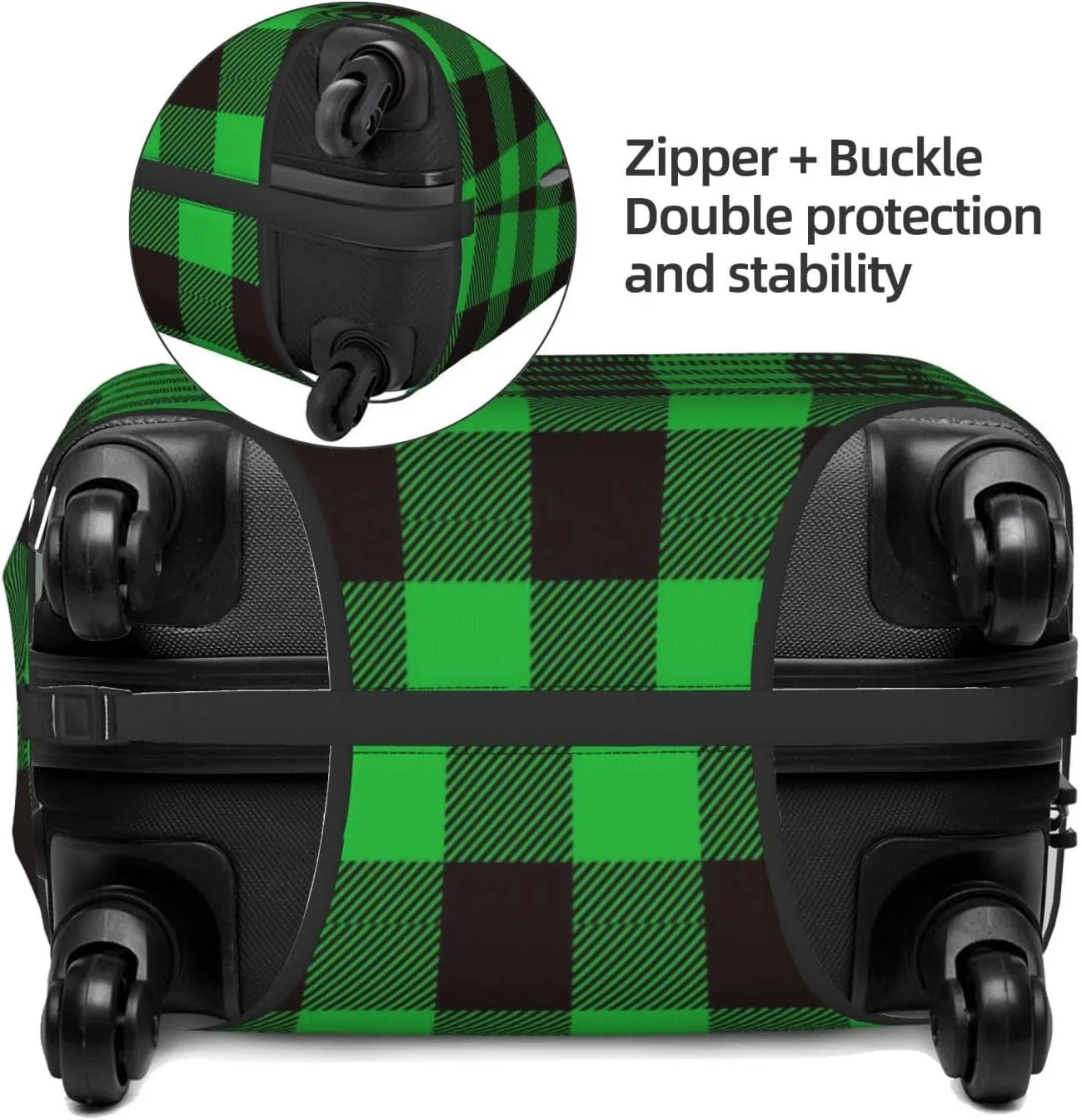 Buffalo Plaid Green Black Luggage Cover,Washable Suitcase Covers Fashion Luggage Covers,Anti-Scratch Suitcase Protector Cover