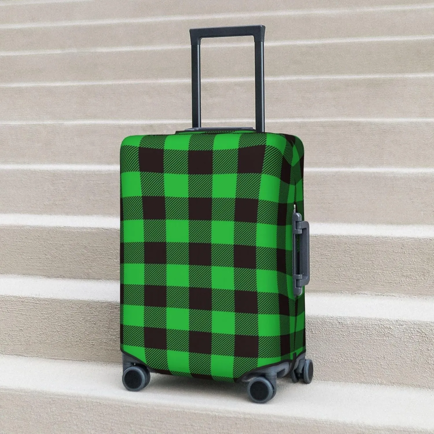 Buffalo Plaid Green Black Luggage Cover,Washable Suitcase Covers Fashion Luggage Covers,Anti-Scratch Suitcase Protector Cover