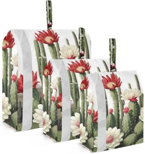 Cactus and Flowers Packing Cubes Set of 3, Lightweight Travel Luggage Organizers Foldable Bags for Easy Packing and Organization