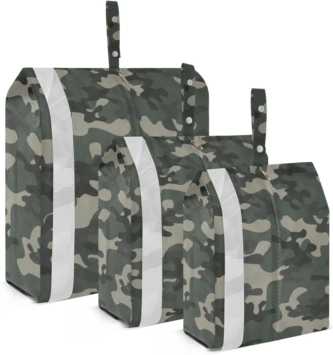 Camouflage Dark Green Packing Cubes Set of 3, Lightweight Travel Luggage Organizers Foldable Bags for Easy Packing and Organization