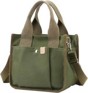 Canvas Tote Bags for Women Small Canvas Crossbody Bag Satchel Purses Multi-pocket Handbags Casual Work Bags 2023