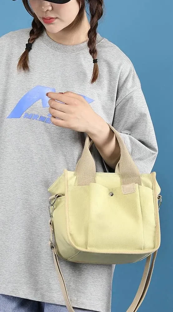 Canvas Tote Bags for Women Small Canvas Crossbody Bag Satchel Purses Multi-pocket Handbags Casual Work Bags 2023