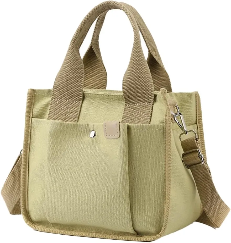Canvas Tote Bags for Women Small Canvas Crossbody Bag Satchel Purses Multi-pocket Handbags Casual Work Bags 2023