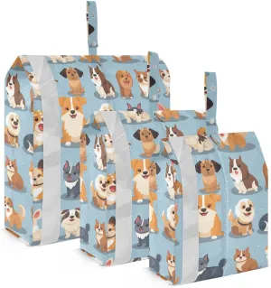 Cartoon Dogs Blue Packing Cubes for Travel 3 Set Travel Organizer Bags Luggage Bags for Packing Compression
