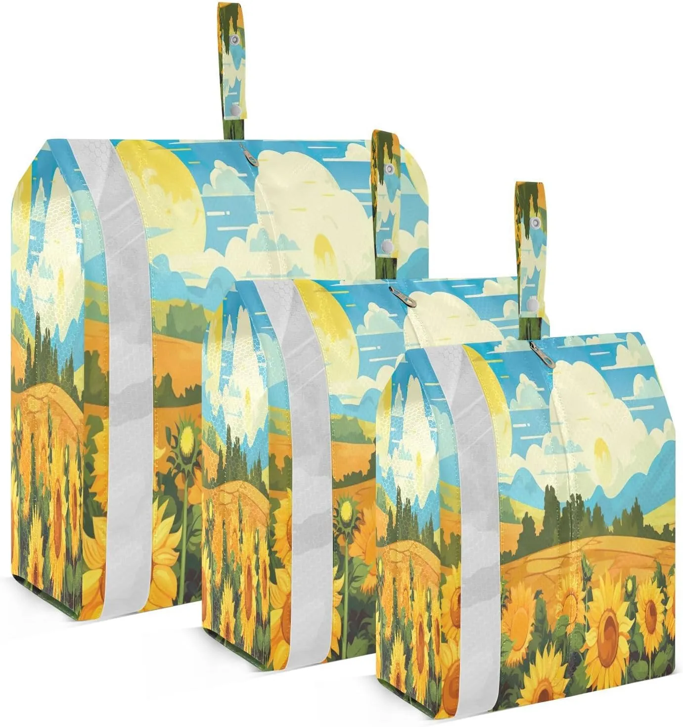 Cartoon Sunflowers Flowers Packing Cubes for Travel 3 Set Packing Bags Suitcase Organizer Bags Set for Travel
