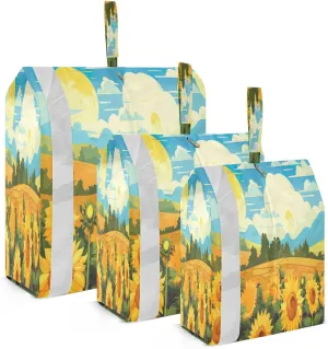 Cartoon Sunflowers Flowers Packing Cubes for Travel 3 Set Packing Bags Suitcase Organizer Bags Set for Travel