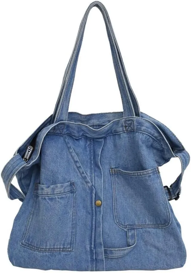 Casual Lightweight Handbag for Work Travel Shoulder for Women Denim Crossbody Hobo
