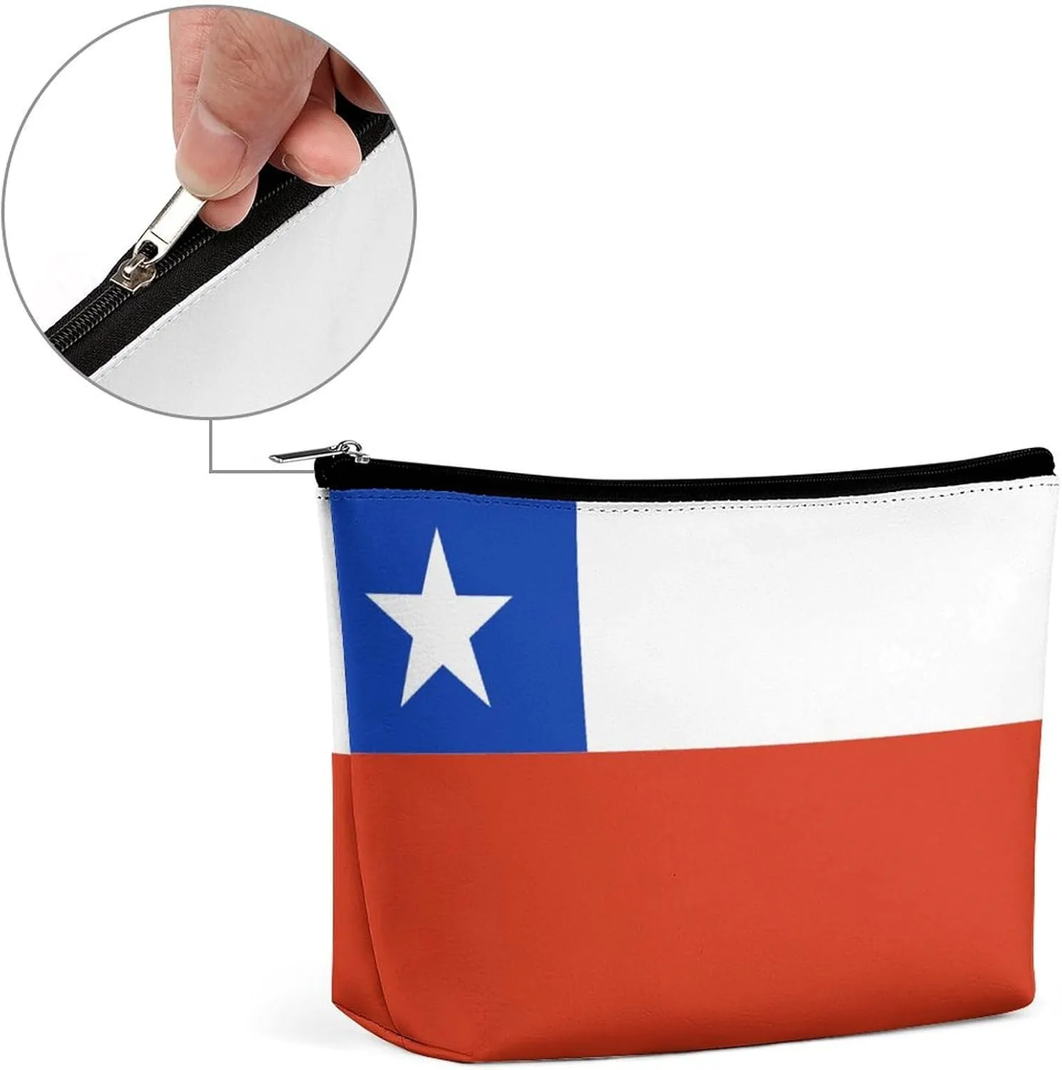 Chile Flag Travel Cosmetic Bag Lightweight Makeup Organizer for Women