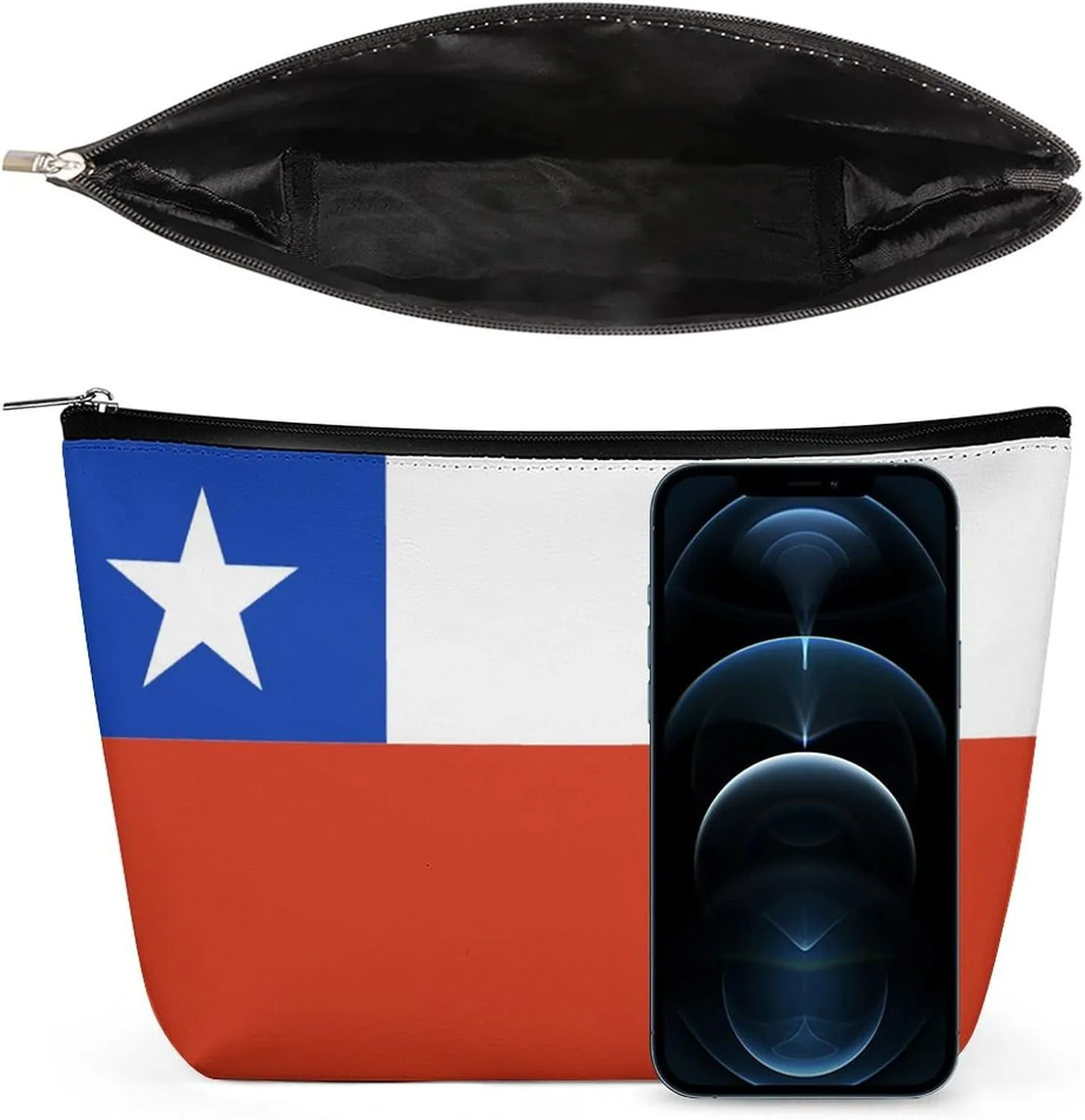 Chile Flag Travel Cosmetic Bag Lightweight Makeup Organizer for Women