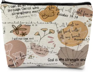 Christian Bible Verse Scripture Gifts for Women Makeup Pouch Bag Cosmetic Bags for Women