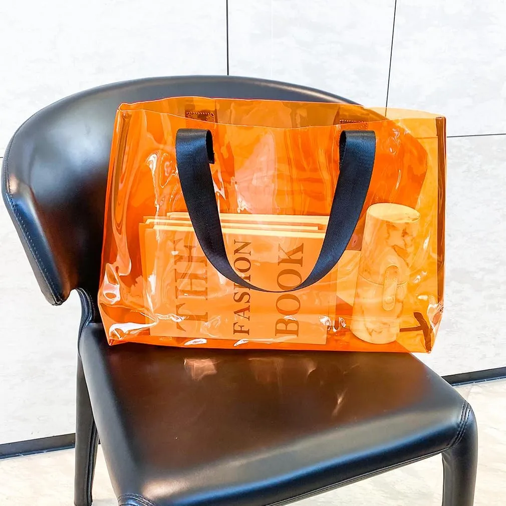 Clear Large Tote Bag - Versatile, Waterproof, Stain Resistant, Transparent Shoulder Tote Bag for Work