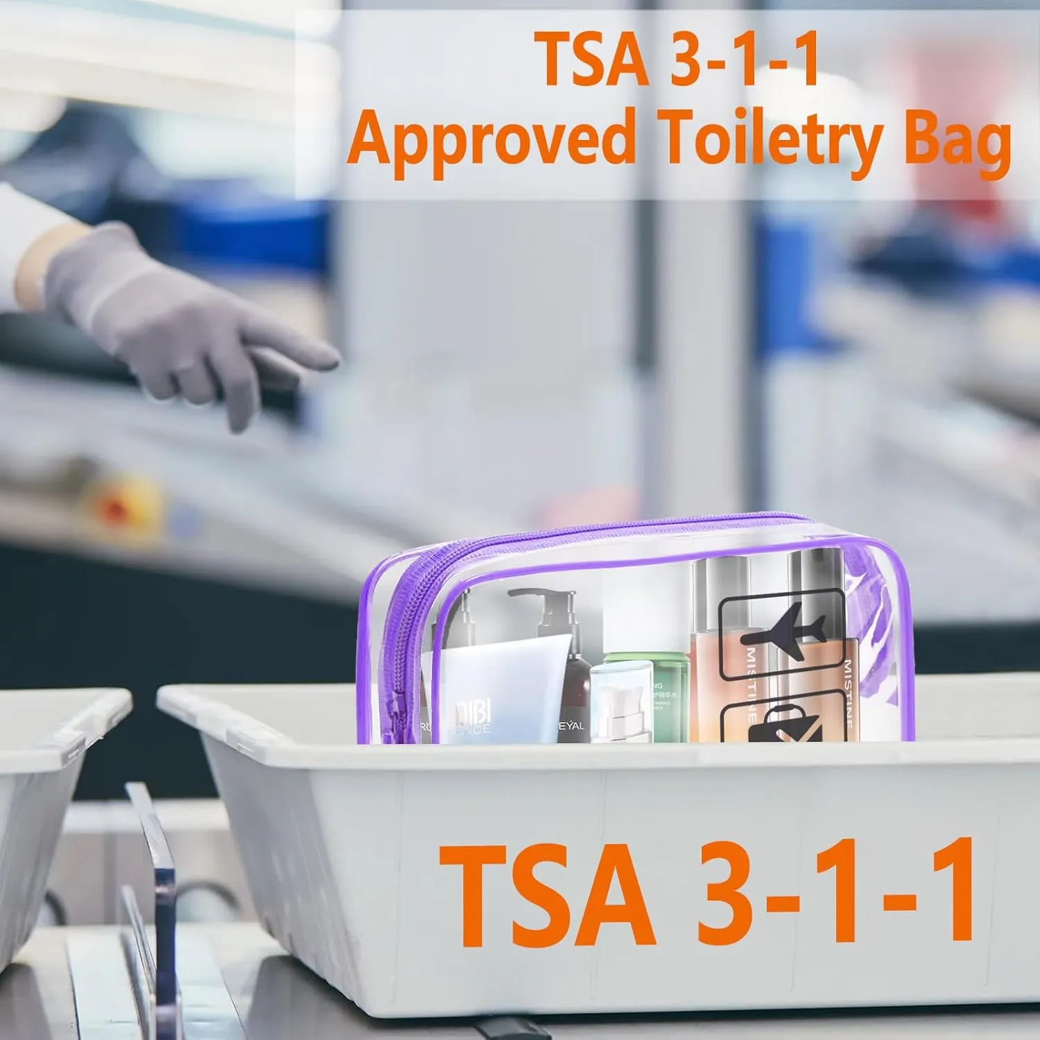 Clear Makeup Bags Toiletry bags Quart Size Travel Bag,TSA Approved Toiletry Bag 6Pcs- Clear Travel Bags for Toiletries, Carry on Airport Airline Compliant-Bag,6 Packs