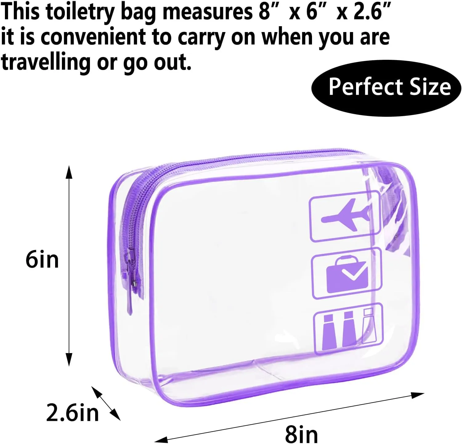 Clear Makeup Bags Toiletry bags Quart Size Travel Bag,TSA Approved Toiletry Bag 6Pcs- Clear Travel Bags for Toiletries, Carry on Airport Airline Compliant-Bag,6 Packs