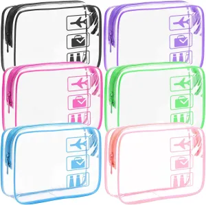 Clear Makeup Bags Toiletry bags Quart Size Travel Bag,TSA Approved Toiletry Bag 6Pcs- Clear Travel Bags for Toiletries, Carry on Airport Airline Compliant-Bag,6 Packs