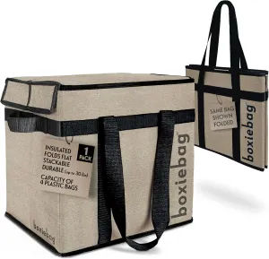 Collapsible Reuseable Insulated Grocery Bag - Stackable Heavy Duty Grocery Tote - (1 Pack)
