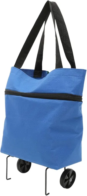 Collapsible Trolley Grocery Bag with Wheels Capacity Outdoor Storage Bag Shoulder Strap Reusable Grocery Tote for Convenient Shopping and Travel