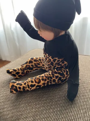 Color-blocked Cheetah Zip Romper